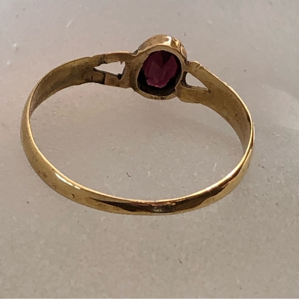 Antique 14k Yellow Gold Rhodolite Garnet Ring - Picture 10 of 13